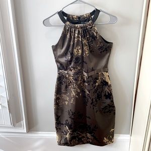 Tahari Womens 2 printed dress - brown with black and gold